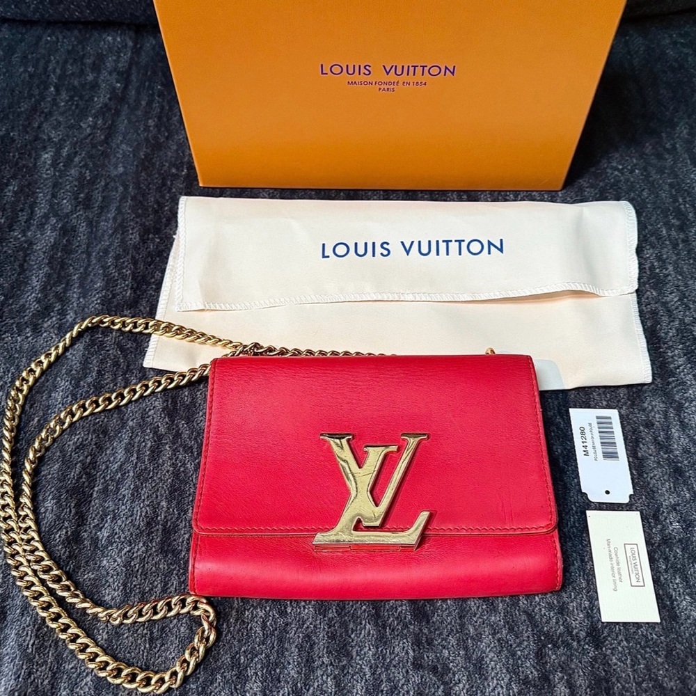 Louis Vuitton Red Crossbody Bag with Gold Chain